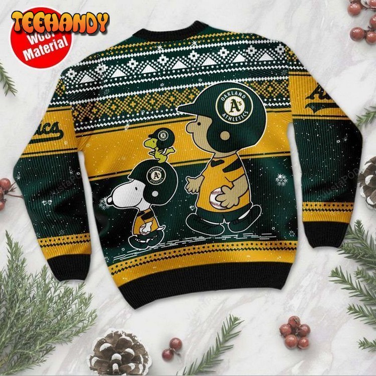 Snoopy And Charlie Oakland Athletics Ugly Christmas Sweater