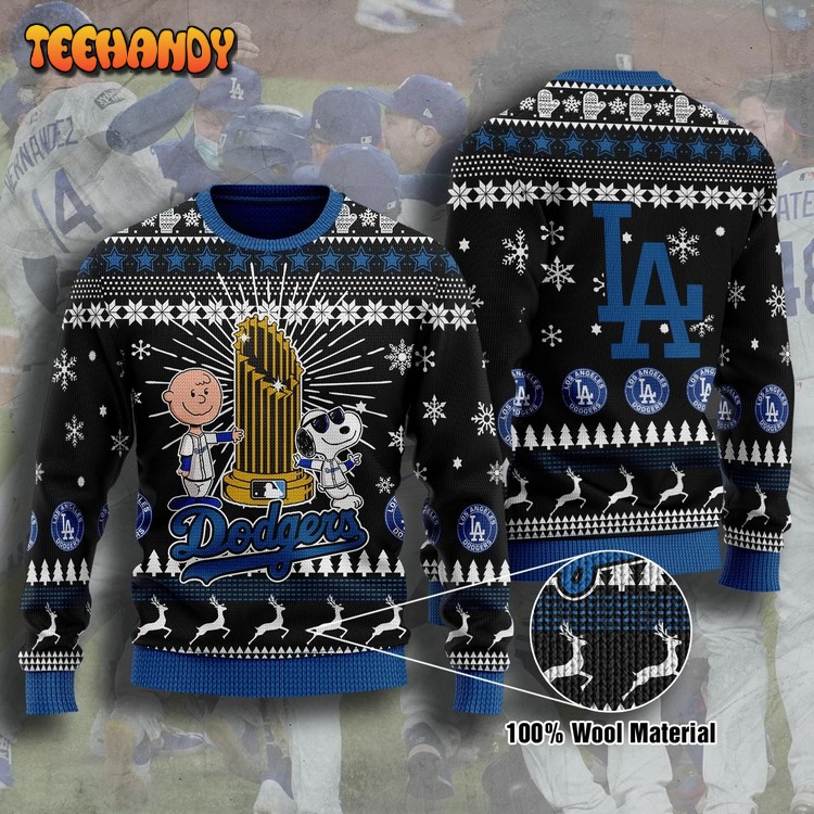 Snoopy Charlie Brown LA Dodgers ugly Christmas sweater