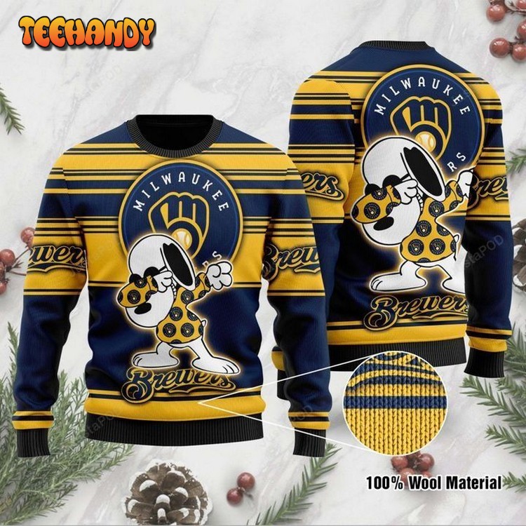 Snoopy Milwaukee Brewers Ugly Christmas Sweater