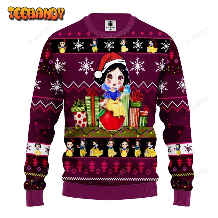 Snow White Ugly Christmas Sweater, All Over Print Sweatshirt, Ugly Sweater