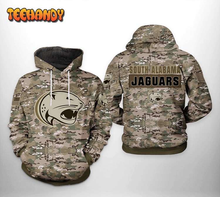 South Alabama Jaguars NCAA Camo Veteran 3D Printed Hoodie