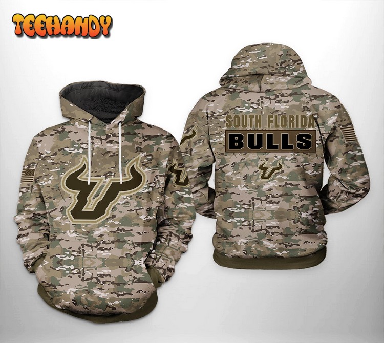 South Florida Bulls NCAA Camo Veteran 3D Printed Hoodie