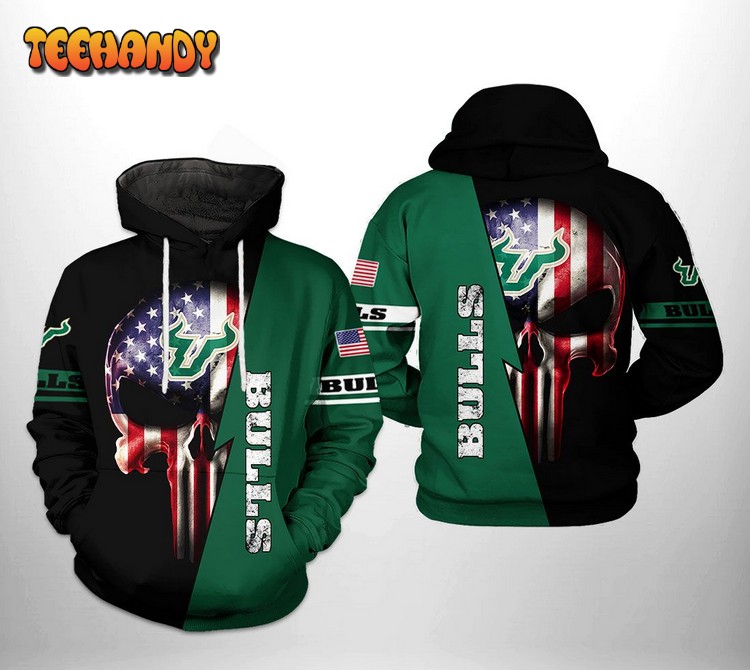 South Florida Bulls NCAA US Flag Skull 3D Printed Hoodie