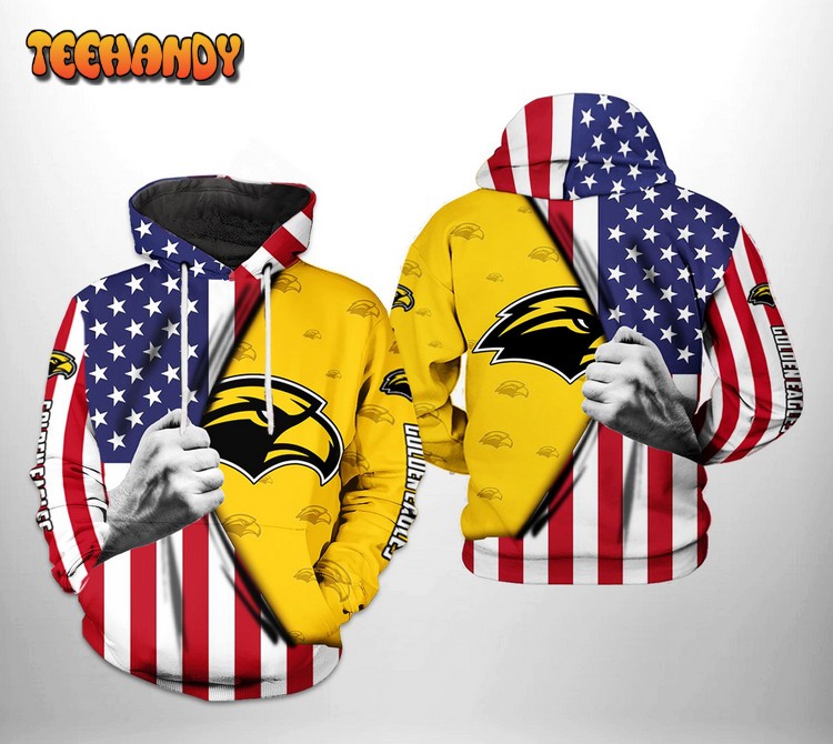 Southern Miss Golden Eagles NCAA US Flag 3D Printed Hoodie