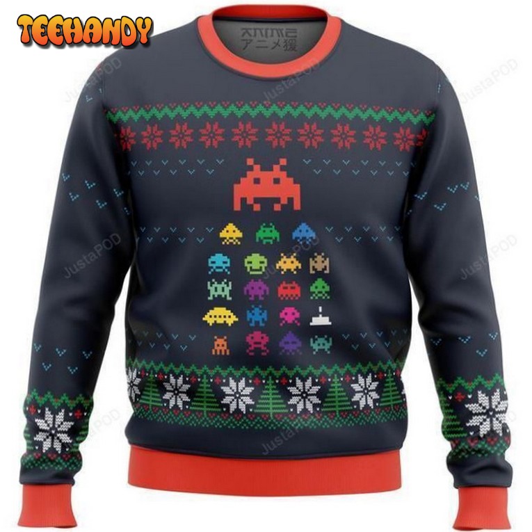 Space Invaders Ugly Christmas Sweater, Ugly Sweater