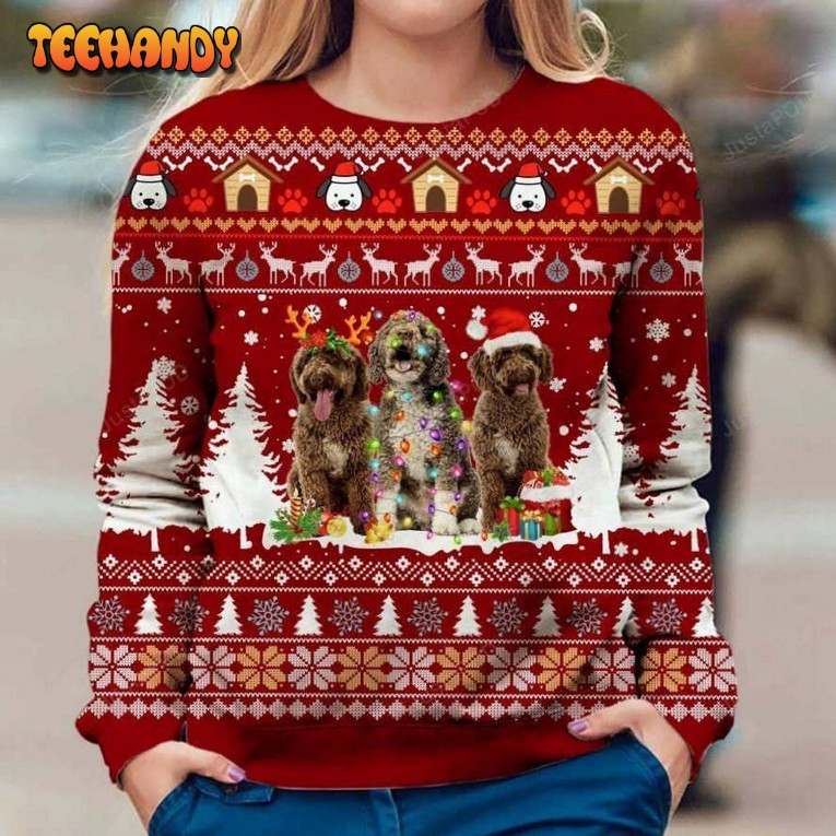 Spanish Water Dog Ugly Christmas Sweater, All Over Print Sweatshirt