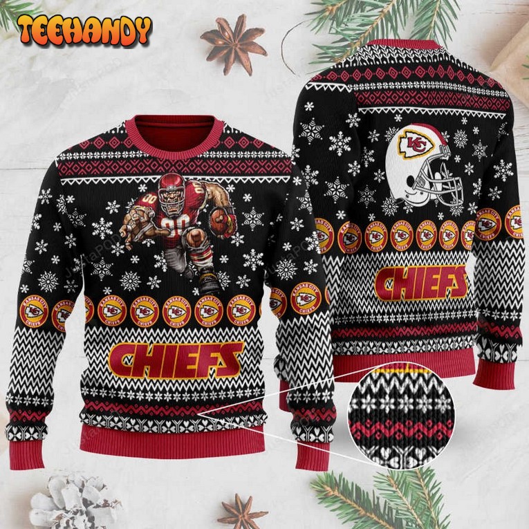 Sports Football Team Kansas City Chiefs With Helmet Printed Sweater