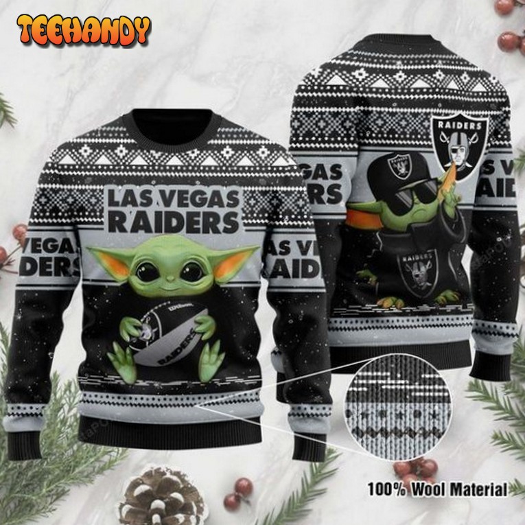 Sports Football Team Las Vegas Raiders With Cool Baby Yoda Sweater
