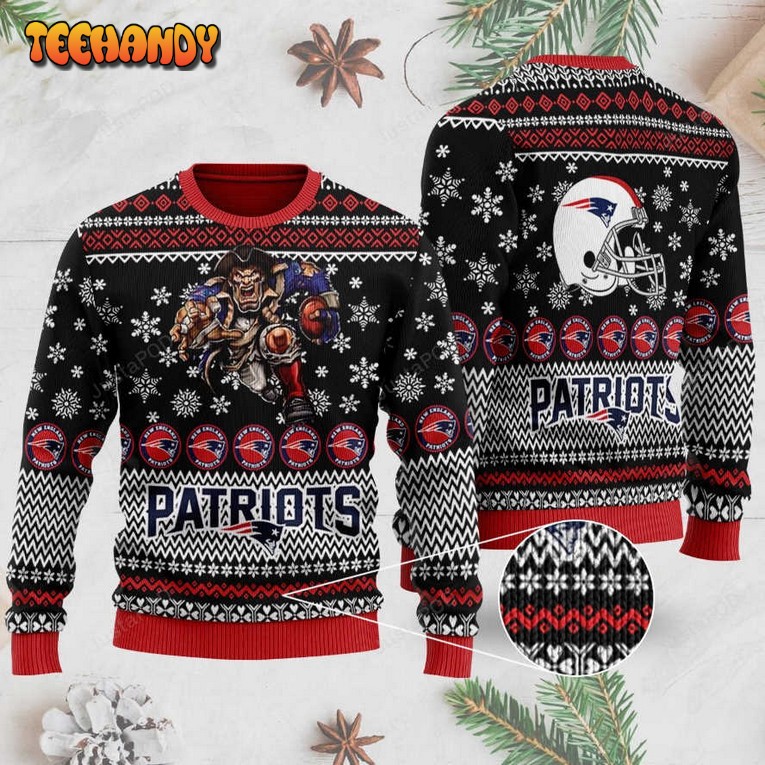 Sports Football Team New England Patriots Player With Helmet Sweater