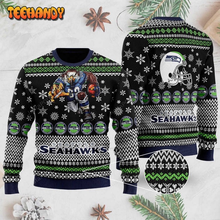 Sports Football Team Seattle Seahawks With Mascot Helmet Sweater