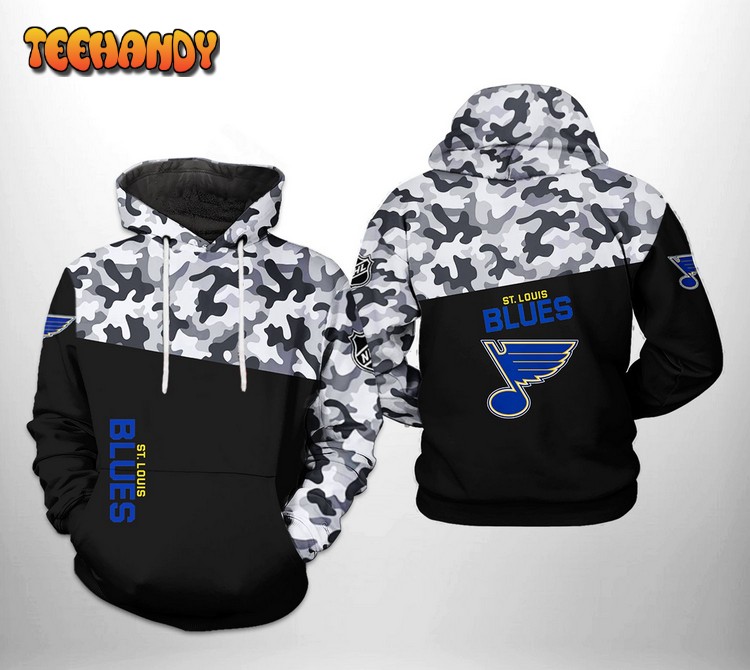 St. Louis Blues NHL Camo Veteran 3D Printed Hoodie Zipper Hoodie