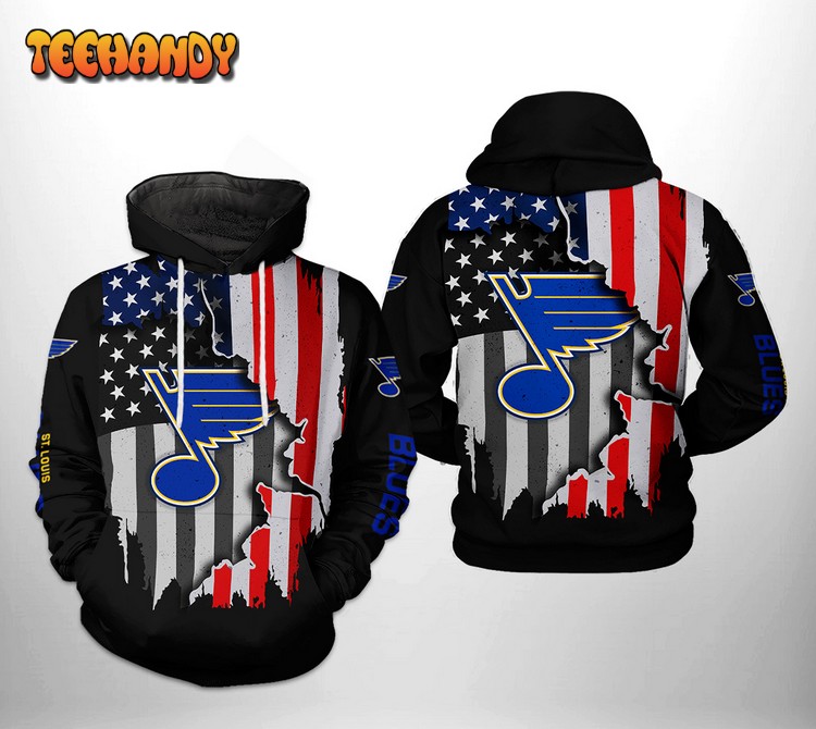 St. Louis Blues NHL US FLag Team 3D Printed Hoodie Zipper Hoodie