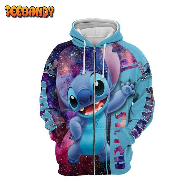 Stitch Art 3D Printed Hoodie Zipper Hoodie