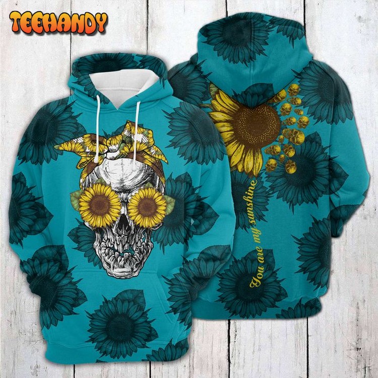 Sunflower Skull 3D Printed Hoodie Zipper Hoodie