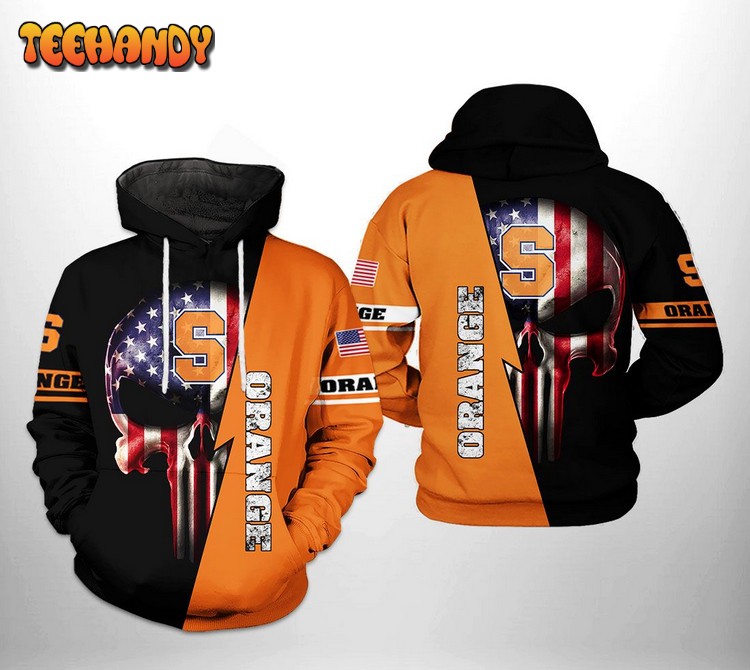 Syracuse Orange NCAA US Flag Skull 3D Printed Hoodie Zipper Hoodie