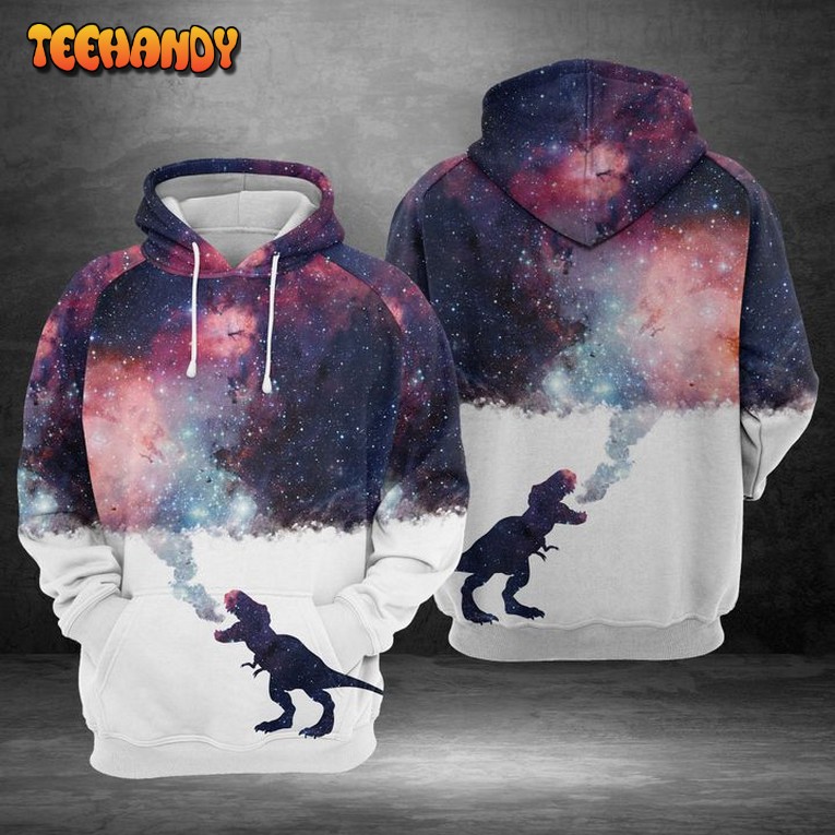 T-rex Galaxy 3D Printed Hoodie Zipper Hoodie