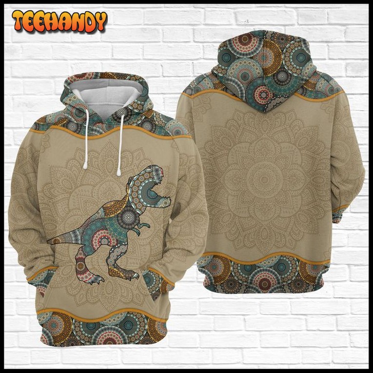 T-rex Mandala 3D Printed Hoodie Zipper Hoodie