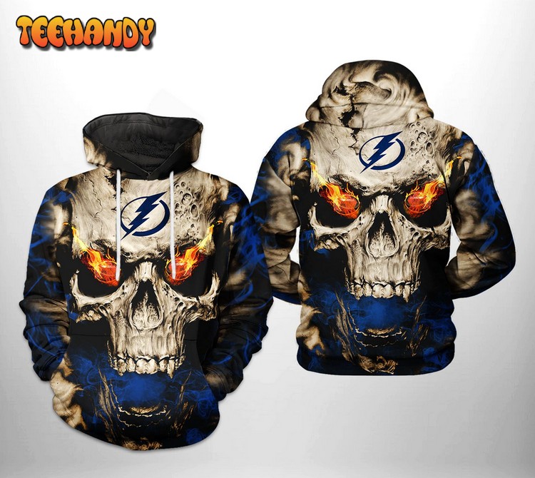 Tampa Bay Lightning NHL Skull 3D Printed Hoodie Zipper Hoodie