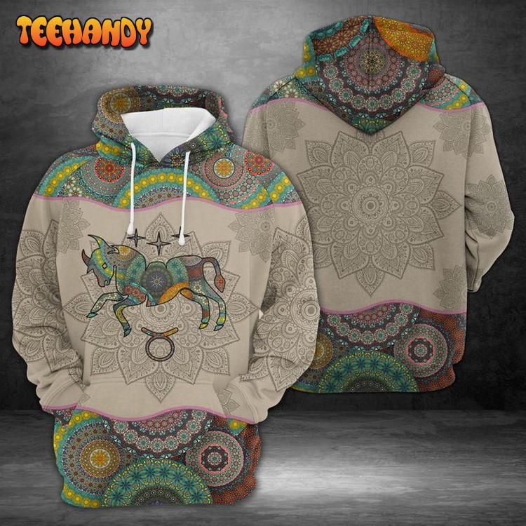 Taurus Horoscope Mandala 3D Printed Hoodie Zipper Hoodie