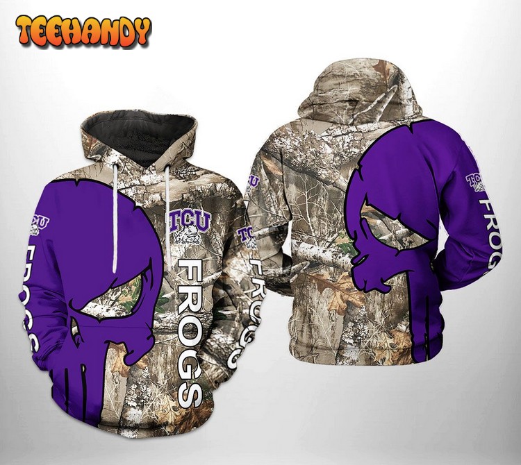 Tcu Horned Frogs NCAA Camo Veteran Hunting 3D Printed Hoodie