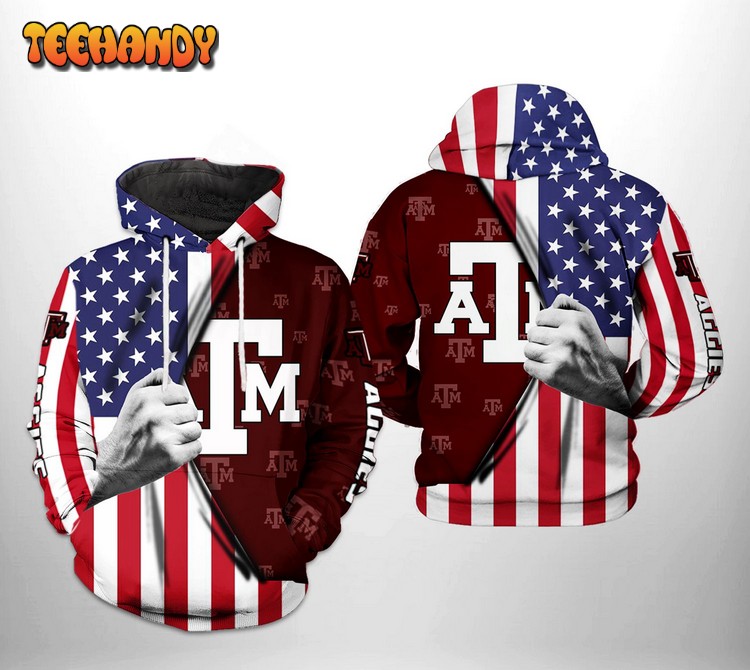 Texas A&M Aggies NCAA US Flag 3D Printed Hoodie Zipper Hoodie