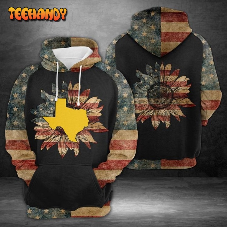 Texas American Flag 3D Printed Hoodie Zipper Hoodie