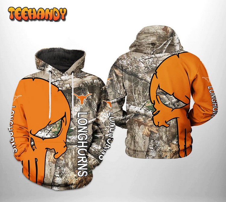 Texas Longhorns NCAA Camo Veteran Hunting 3D Printed Hoodie