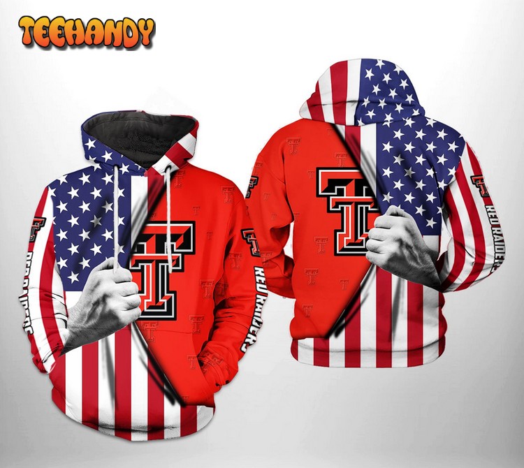 Texas Tech Red Raiders NCAA US Flag 3D Printed Hoodie Zipper Hoodie