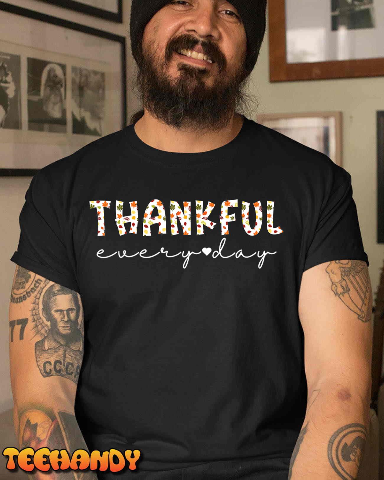 Thankful Grateful Blessed Fall Leaves Thanksgiving Every Day T-Shirt