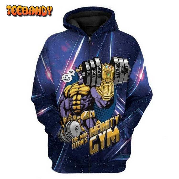 Thanos Infinity Gym 3D Printed Hoodie Zipper Hoodie