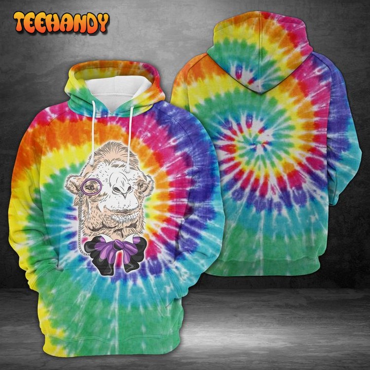 Tie Dye Hipster Camel 3D Printed Hoodie Zipper Hoodie