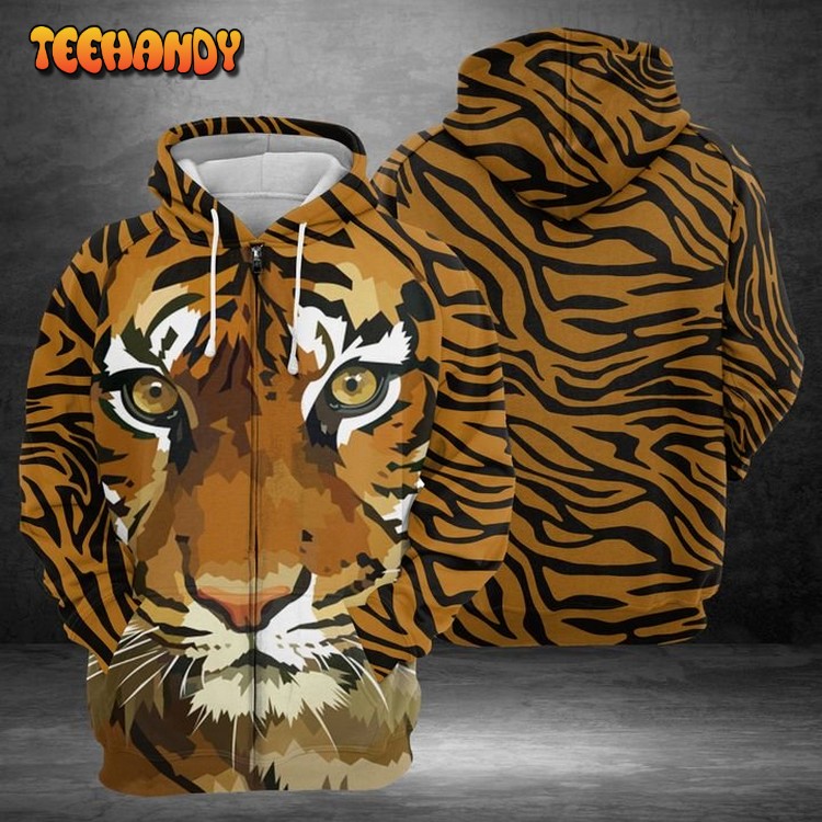 Tiger Face 3D Printed Hoodie Zipper Hoodie