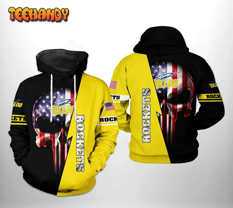 Toledo Rockets NCAA US Flag Skull 3D Printed Hoodie Zipper Hoodie