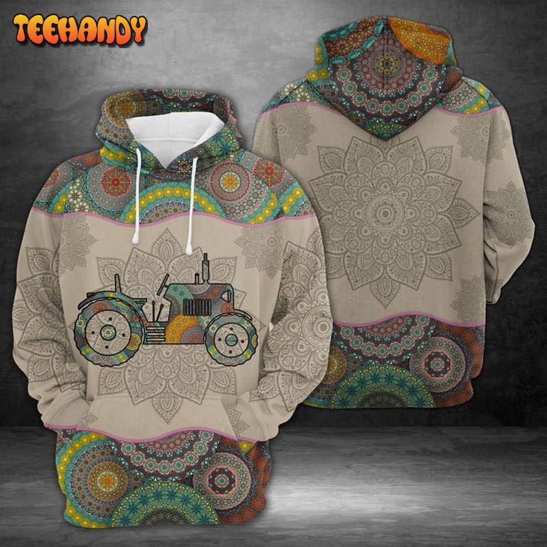 Tractor Mandala 3D Printed Hoodie Zipper Hoodie