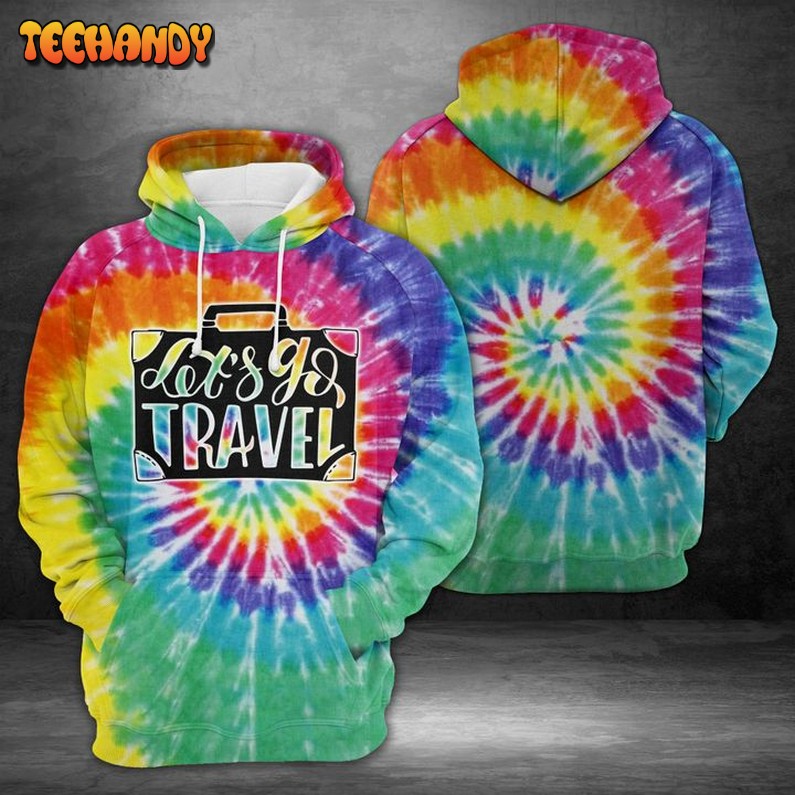 Travel Life Tie Dye 3D Printed Hoodie Zipper Hoodie