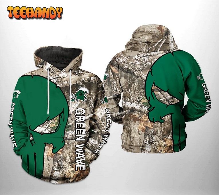 Tulane Green Wave NCAA Camo Veteran Hunting 3D Printed Hoodie