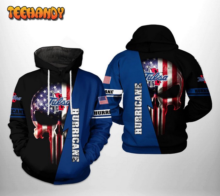 Tulsa Golden Hurricane NCAA US Flag Skull 3D Printed Hoodie