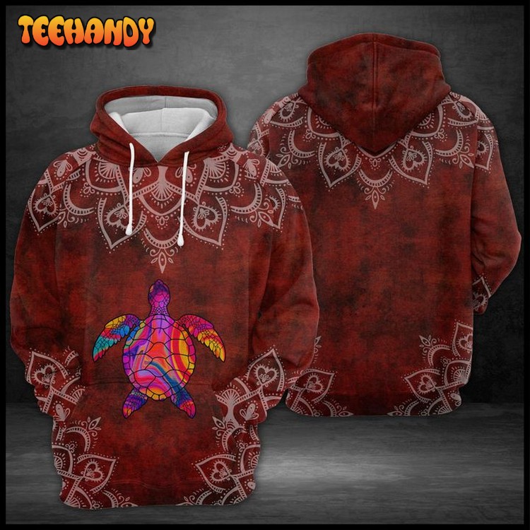 Turtle Red Mandala 3D Printed Hoodie Zipper Hoodie