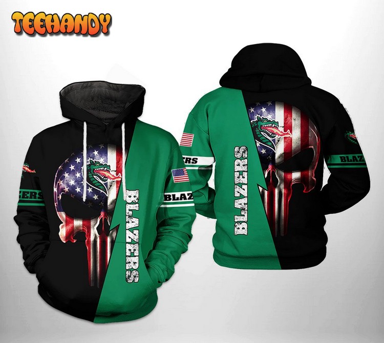 UAB Blazers NCAA US Flag Skull 3D Printed Hoodie Zipper Hoodie