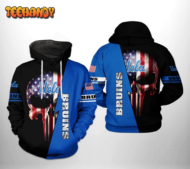 Ucla Bruins NCAA US Flag Skull 3D Printed Hoodie Zipper Hoodie