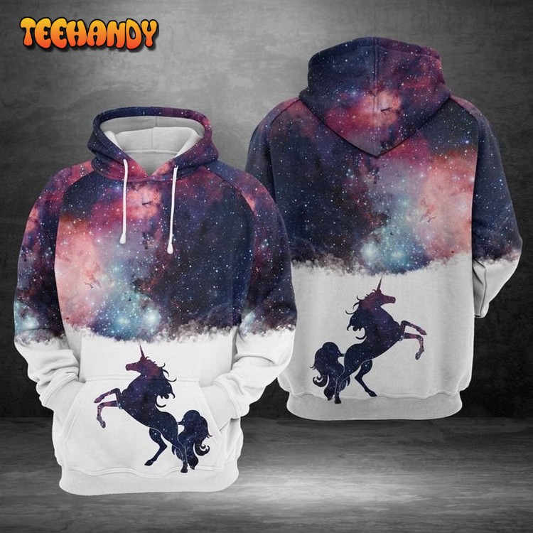 Unicorn Galaxy 3D Printed Hoodie Zipper Hoodie