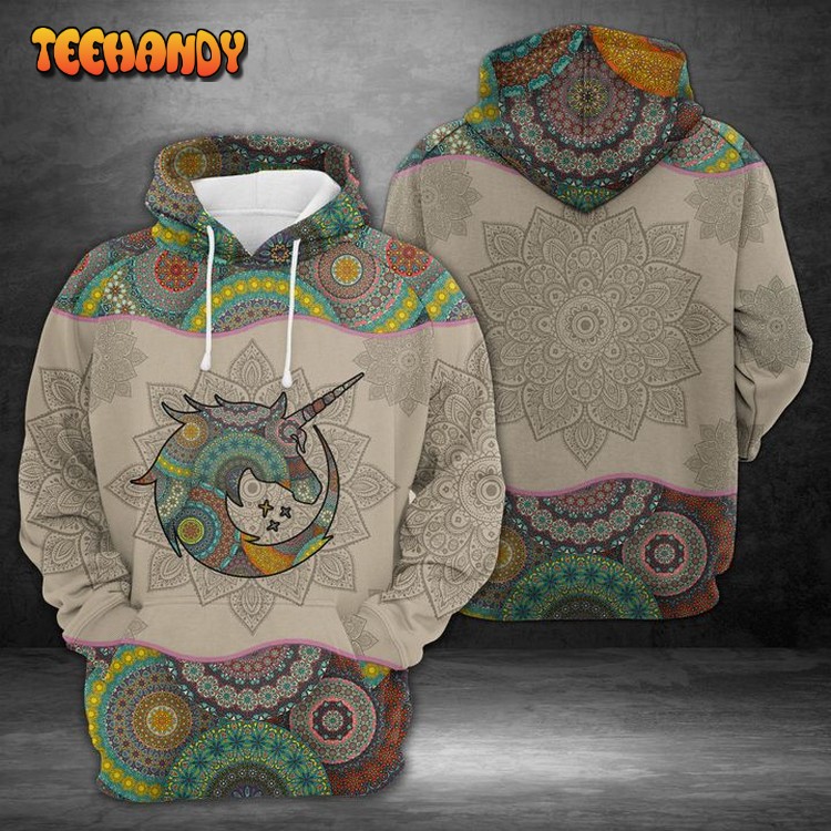 Unicorn Mandala 3D Printed Hoodie Zipper Hoodie