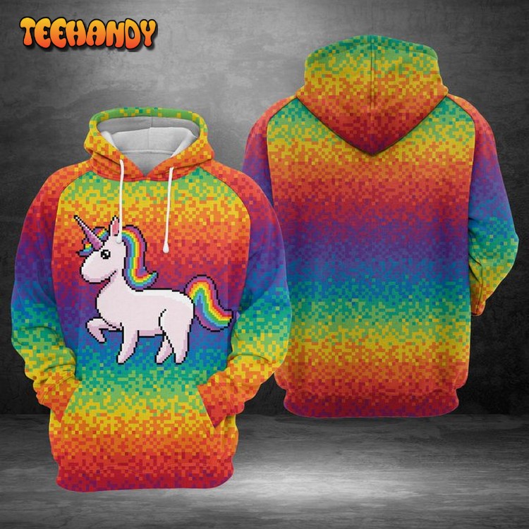 Unicorn Pixel 3D Printed Hoodie Zipper Hoodie