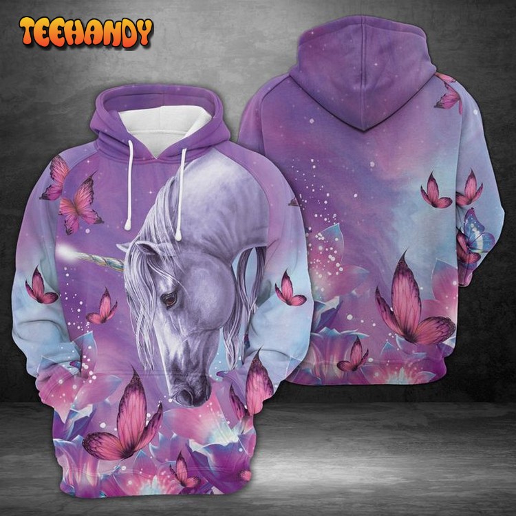 Unicorn Purple 3D Printed Hoodie Zipper Hoodie