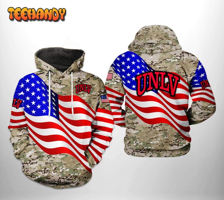 UNLV Rebels NCAA US Flag Camo Veteran 3D Printed Hoodie