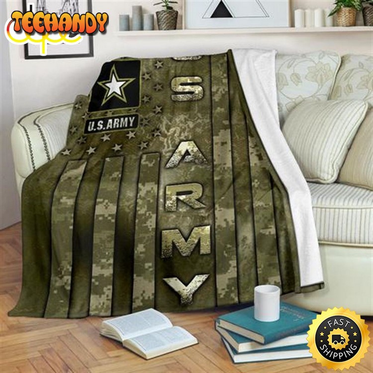 Us Army American Flag Fleece Throw Blanket