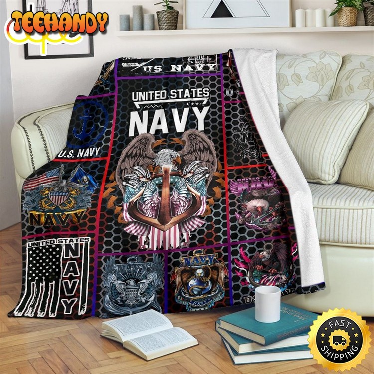 Us Departement Navy Fleece Throw Blanket