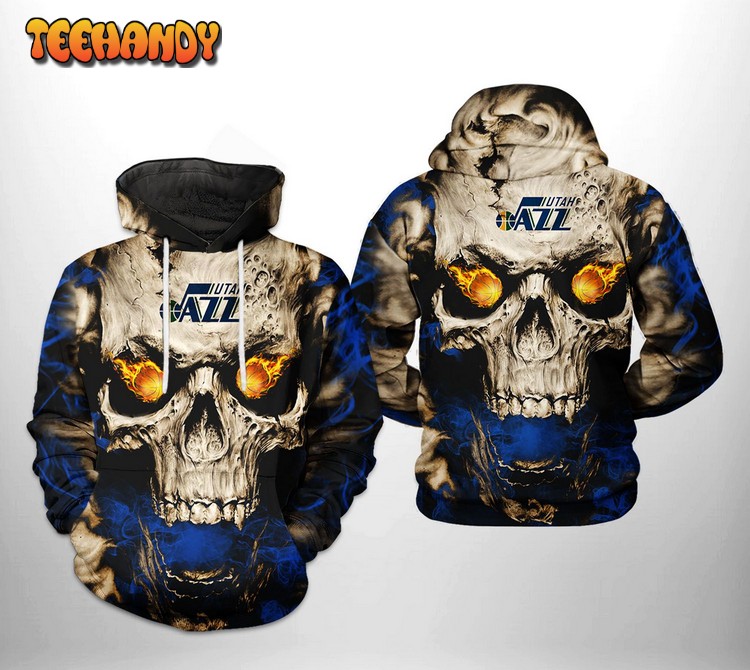 Utah Jazz NBA Skull 3D Printed Hoodie Zipper Hoodie