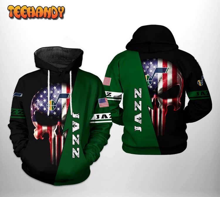 Utah Jazz NBA US Flag Skull Team 3D Printed Hoodie