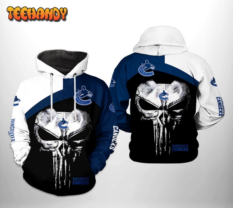 Vancouver Canucks NHL Skull Punisher 3D Printed Hoodie Zipper Hoodie